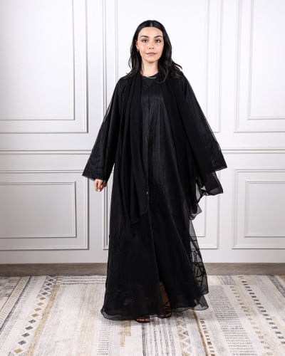 ‎ عباية نسائية زايروس أنيقة بلون أسود