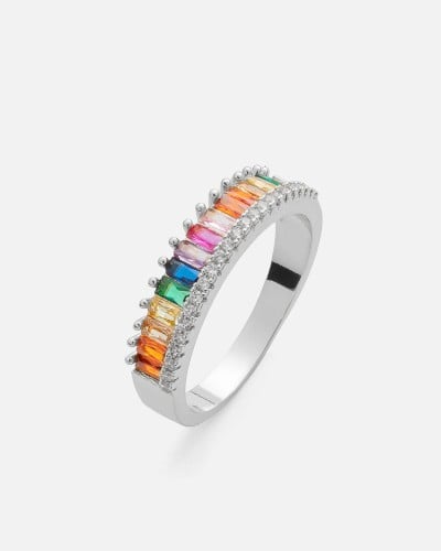  خاتم نسائي بتصميم جذاب بلون فضي