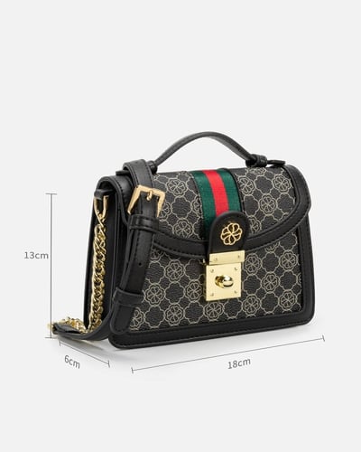 ‎ شنطة نسائية من الجلد بلون أسود