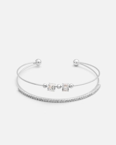 ‎ اسوارة نسائية بتصميم كلاسيك بلون فضي