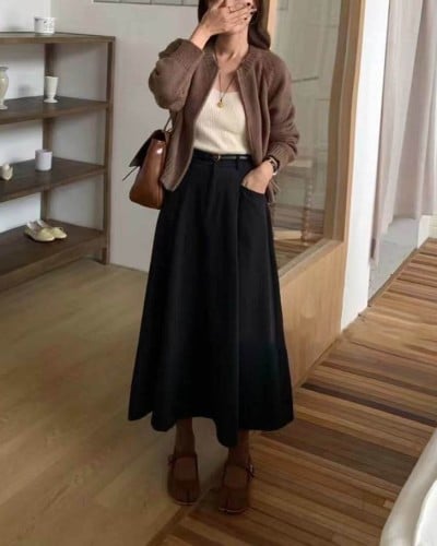 ‎ تنورة نسائية الفي اند كو بتصميم أنيق بلون أسود