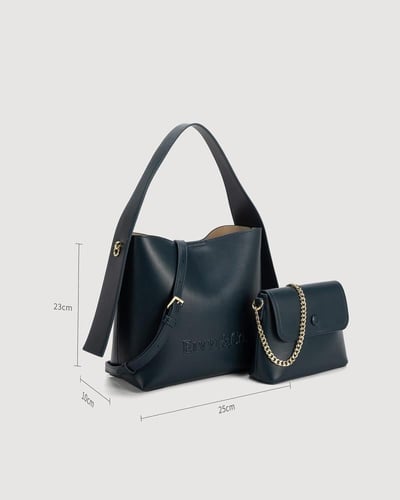 شنطة نسائية الفي اند كو من الجلد بلون أزرق