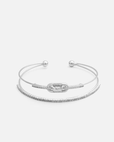 ‎ اسوارة نسائية بتصميم كلاسيك بلون فضي