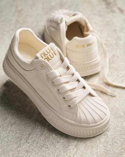 ‎ حذاء نسائي عملي باللون الأبيض