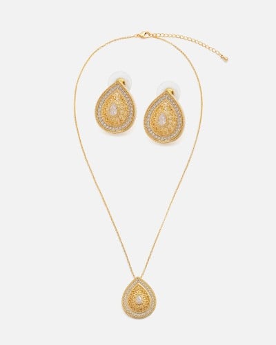 ‎ طقم نسائي فاخر باللون الذهبي