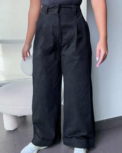 ‎ بنطلون نسائي الفي اند كو بتصميم مريح بلون أسود