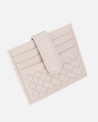 ‎ محفظة نسائية من الجلد بلون أبيض