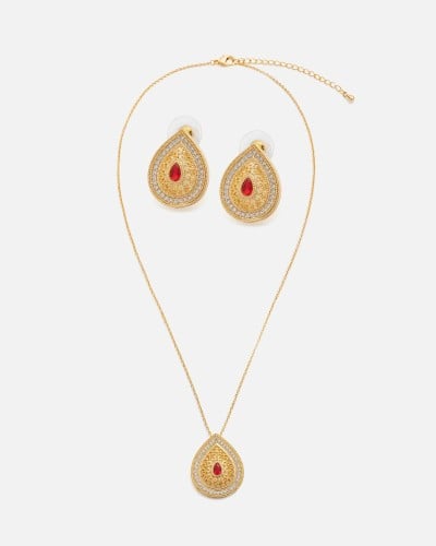 ‎ طقم نسائي فاخر باللون الذهبي