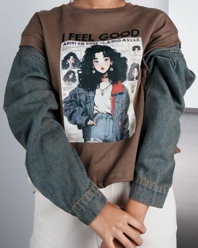 ‎ هودي نسائي الفي اند كو أنيق باللون البني وجينز