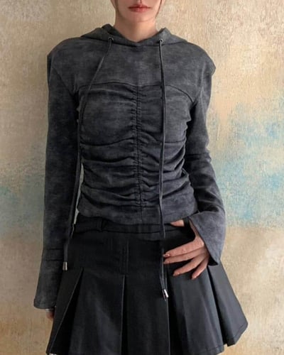 ‎ هودي نسائي الفي اند كو عصري باللون الرمادي