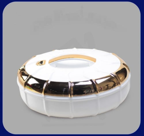 حافظة طعام دائرية أبيض ذهبي 4لتر