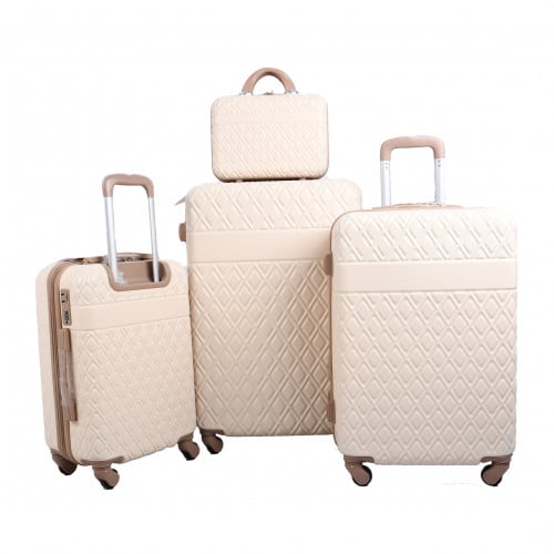 مورانو طقم شنط سفر فايبر من 4 قطع منقوش يج مع بني...