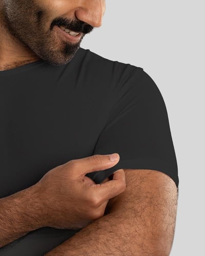 مشد رجالي أسود نص كم لشد البطن و الخصر تحت الثوب م...