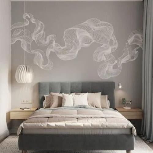 سرير MDF مزود بقماش شانيل بتصميم بسيط وراقي