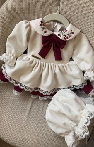 فستان فكتوري عنابي كريب