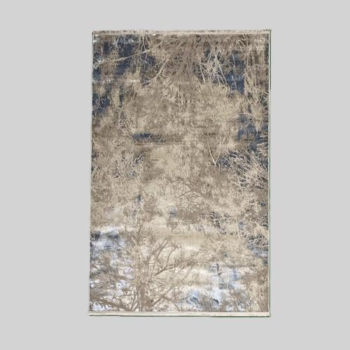 سجاد مودرن مموج فاخر عاجي/ازرق