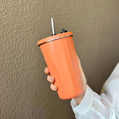 كوب ستانلس ستيل مع ماصة | 600 مل بخاصية | الفاكيوم...