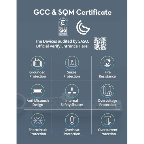 RP-PC1039 | توصيلة 4 منافذ طاقة ومنفذين USB-A ومنف...