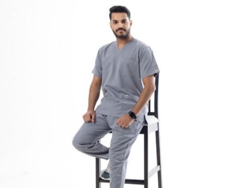 طقم سكراب طبي لون رصاصي فاتح