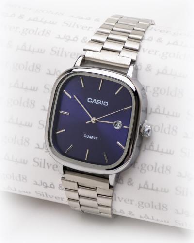 ساعة كاسيو بالاسم ( كحلي فضي )