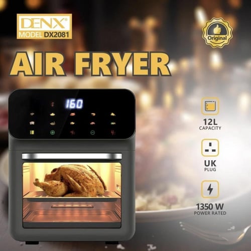 مقلاة هوائية من DENX بقوة 1350 واط، وسعة 12 لتر