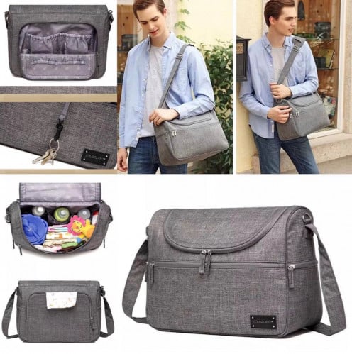 حقيبة مستلزمات طفل، رمادي ، جنز قوية بها جيوب عده...