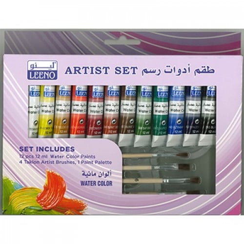 طقم أدوات رسم مع ألوان مائية عصار