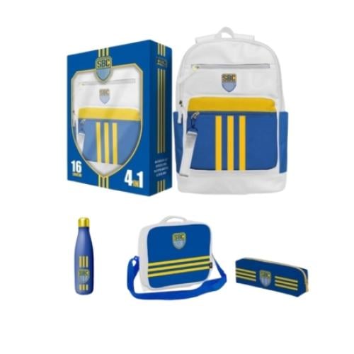 طقم شنطة ظهر 4×1 أزرق وأصفر 16 انش