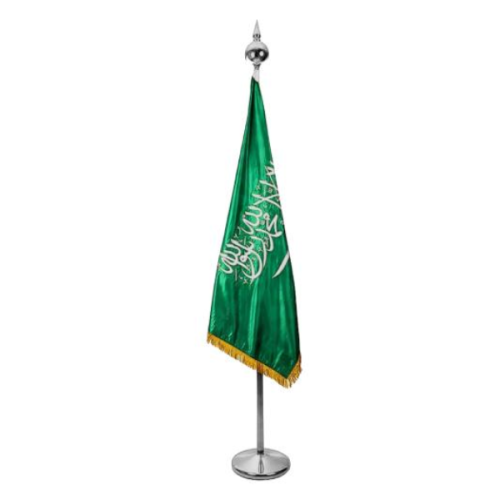 علم السعودية هدب ذهبي طباعة وجهين 120×180 سم SBC-3...