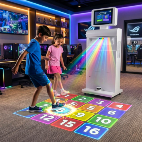 Smart ground game platform with projector
