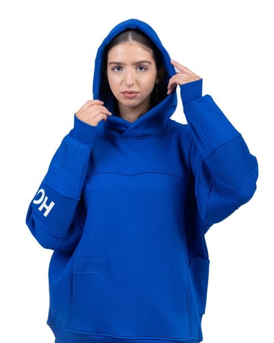 Gray and blue hoodie