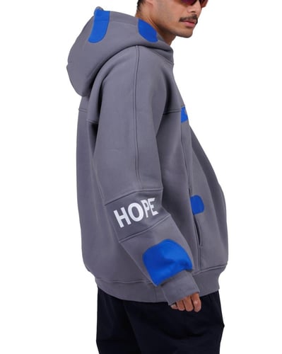 Gray and blue hoodie