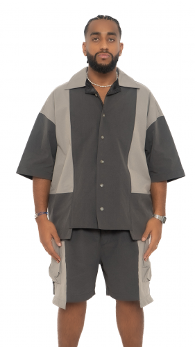 قميص منخفض الاكتاف & شورت بجيوب جانبية