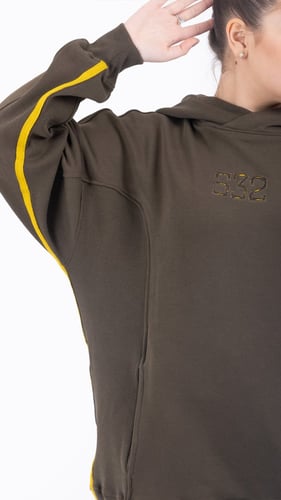 طقم هودي زيتي غامق