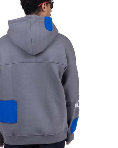 Gray and blue hoodie