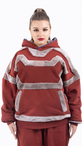 بلوفر هودي فرو وجهين S32