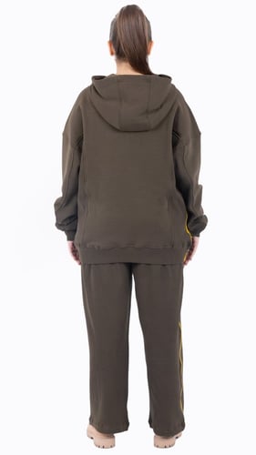 طقم هودي زيتي غامق