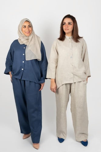 طقم لينن ازرق