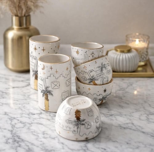 فناجيل ليالي بيوت الطين - 6 قطع - وسط