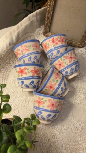 فناجيل قهوة سعودية ( مُزهِره ) 6 قطع