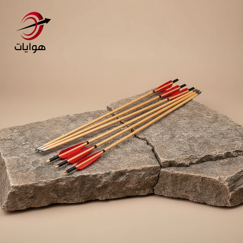 اسهم خشبية ريش طبيعي 6 حبات