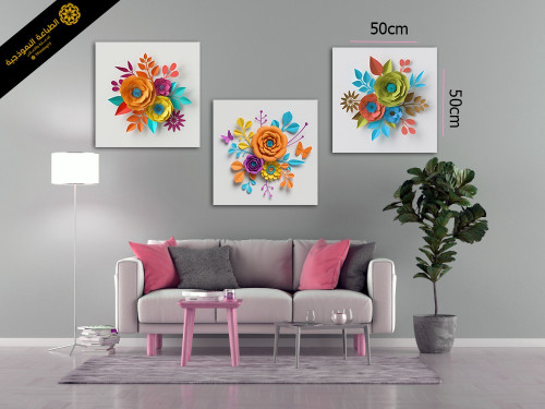 مجموعة 3_ ورد _ 50في 50_ كانفاس