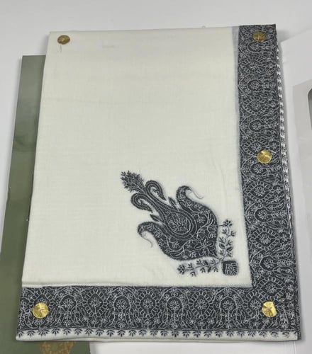 غترة شال كشميري سكري تطريز أسود