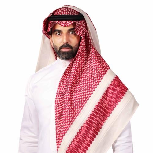 شماغ بروجيه رجالي أحمر خطوط بيج