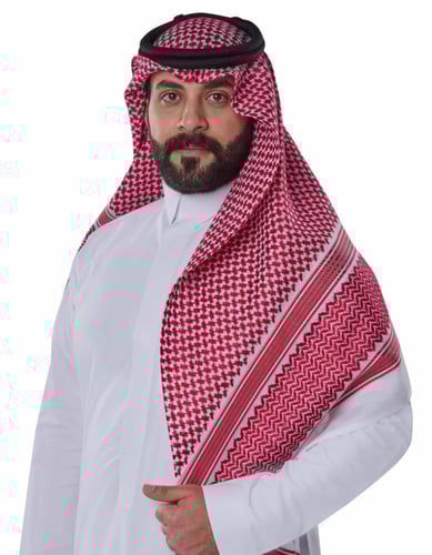 شماغ العجلان الذهبي رجالي أحمر غامق ختم اسود