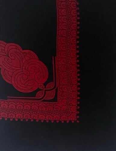 شال كشميري أسود بتطريز كمبيوتر – مقاس 52