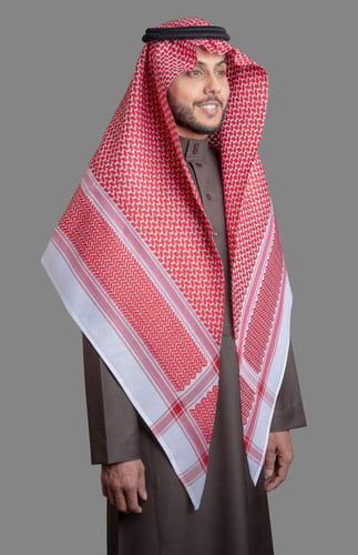 شماغ البسام البصمة احمر مميز انجليزي
