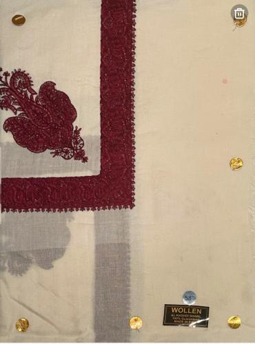 شال كشميري سكري مطرز أحمر غامق 58