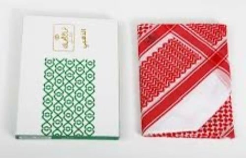 شماغ العجلان الذهبي رجالي أحمر غامق ختم اسود