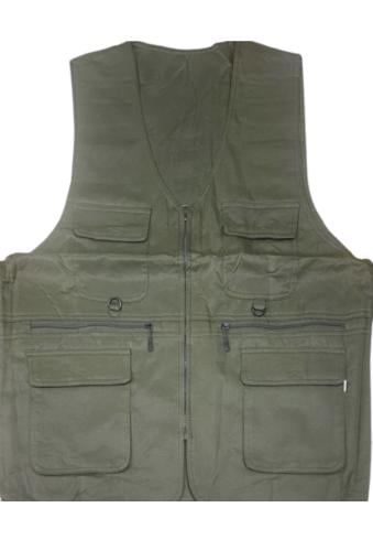 سترة صيد رياضية 6 جيوب اخضر زيتي